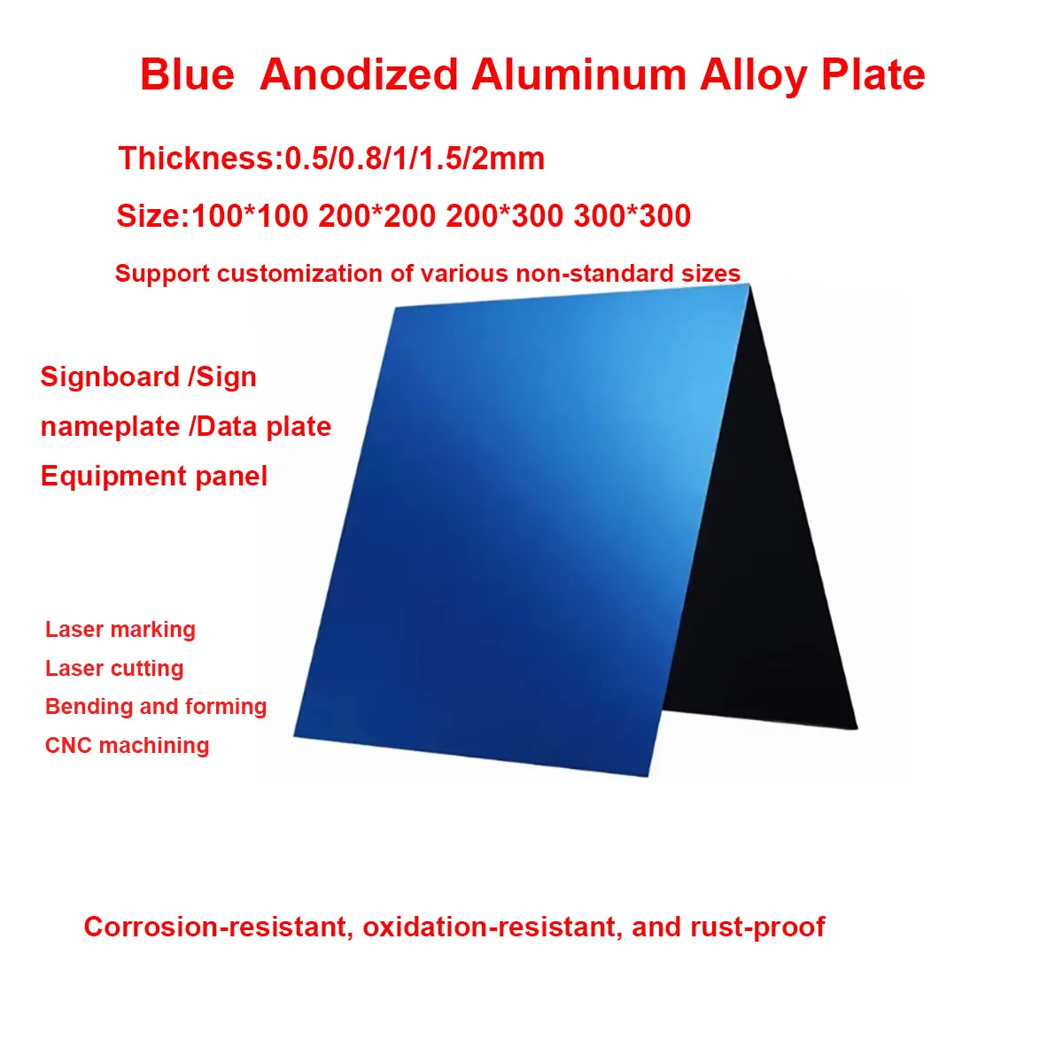 

Blue Anodized Aluminum Alloy Plate, Aluminum Alloy Plate 100x100mm 200x200mm Thickness 0.5mm/ 0.8/ 1/1.2/ 2mm