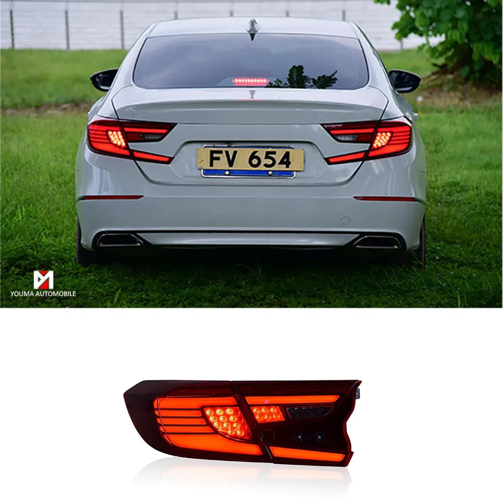 For Honda 10th Generation Accord Tail light Assembly Modification Angel Wing Model LED Running Water Turn Signal Light