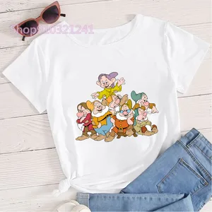 سبعة أقزام أميرة نسائية مطبوعة تي شيرت الرسم تي شيرت قمم عارضة لطيف الكرتون الثلج الأبيض أفضل 10 مبيعا خيالية سبعة أقزام بالغين - No5