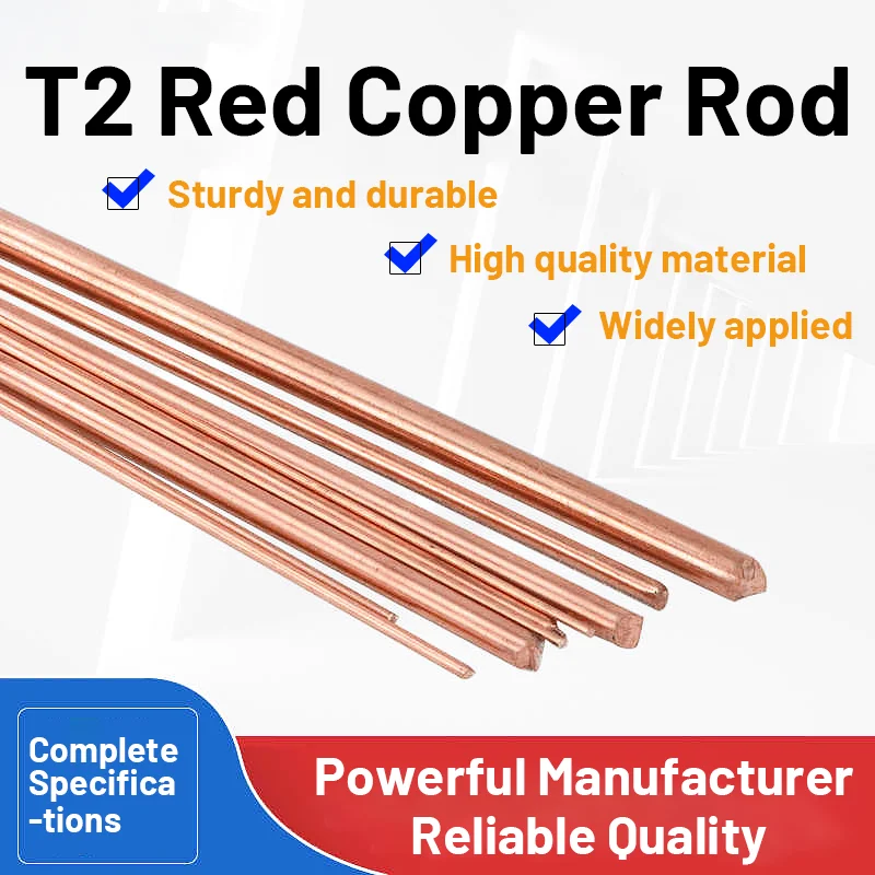 2pcs Copper Rod Diameter 3/4/5/6/7/8mm Length 500mm Straight Red Copper Solid Bar Purple Copper Round Rod
