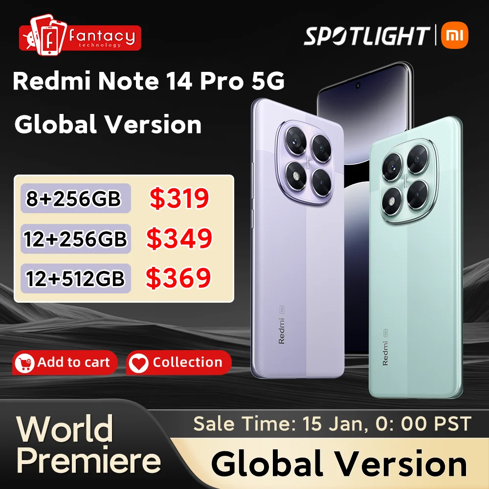 World Premiere Redmi Note 14 Pro 5G Global Version Smartphone Dimensity 7300-Ultra NFC 200MP Camera 1.5K 120Hz AMOLED Display