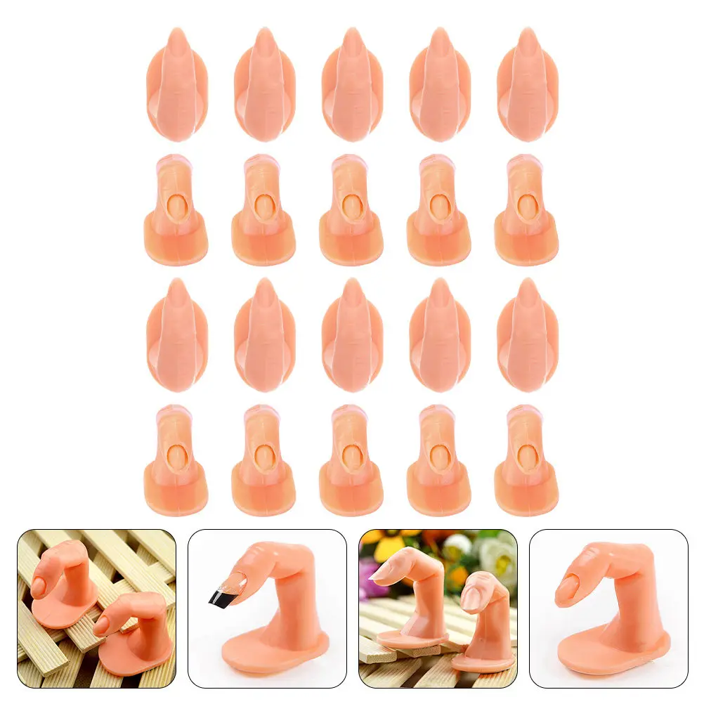 

20Pcs Fake Nail Tip Hand Manicure Supply Simulation Finger for Nail Art Design Practice Easy to Carry Professional Use