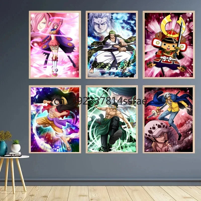 

Classic Vintage Anime Posters ONE PIECE Picture Hd Zoro Wallpaper Luffy Paintings Latest Bedroom Home Decor Artwork Canvas Wall