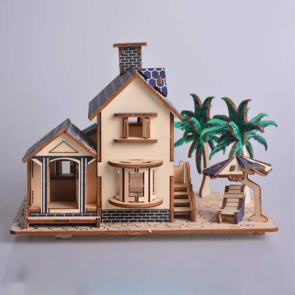 3D Wooden Puzzle Beach House Design Fun Educational Puzzle Developing Cognitive Creativity Spatial Skills for Kids