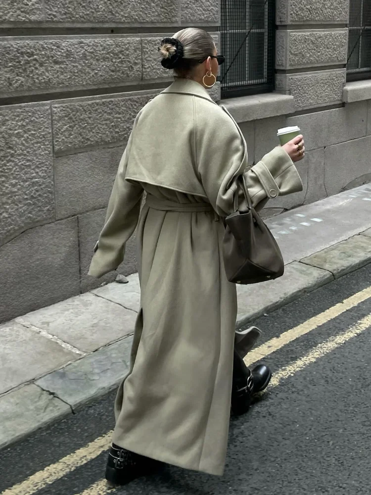 Abrigos de gran tamaño con doble botonadura para mujer, chaquetas elegantes recortadas con cordones y bolsillos, ropa de calle para ir al trabajo 2024