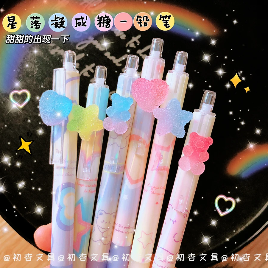 Automatic Mechanical Pencil 0.5 mm Kawaii Star Writing Pencils School Stationery Supplies Aesthetic Pretty Stationery