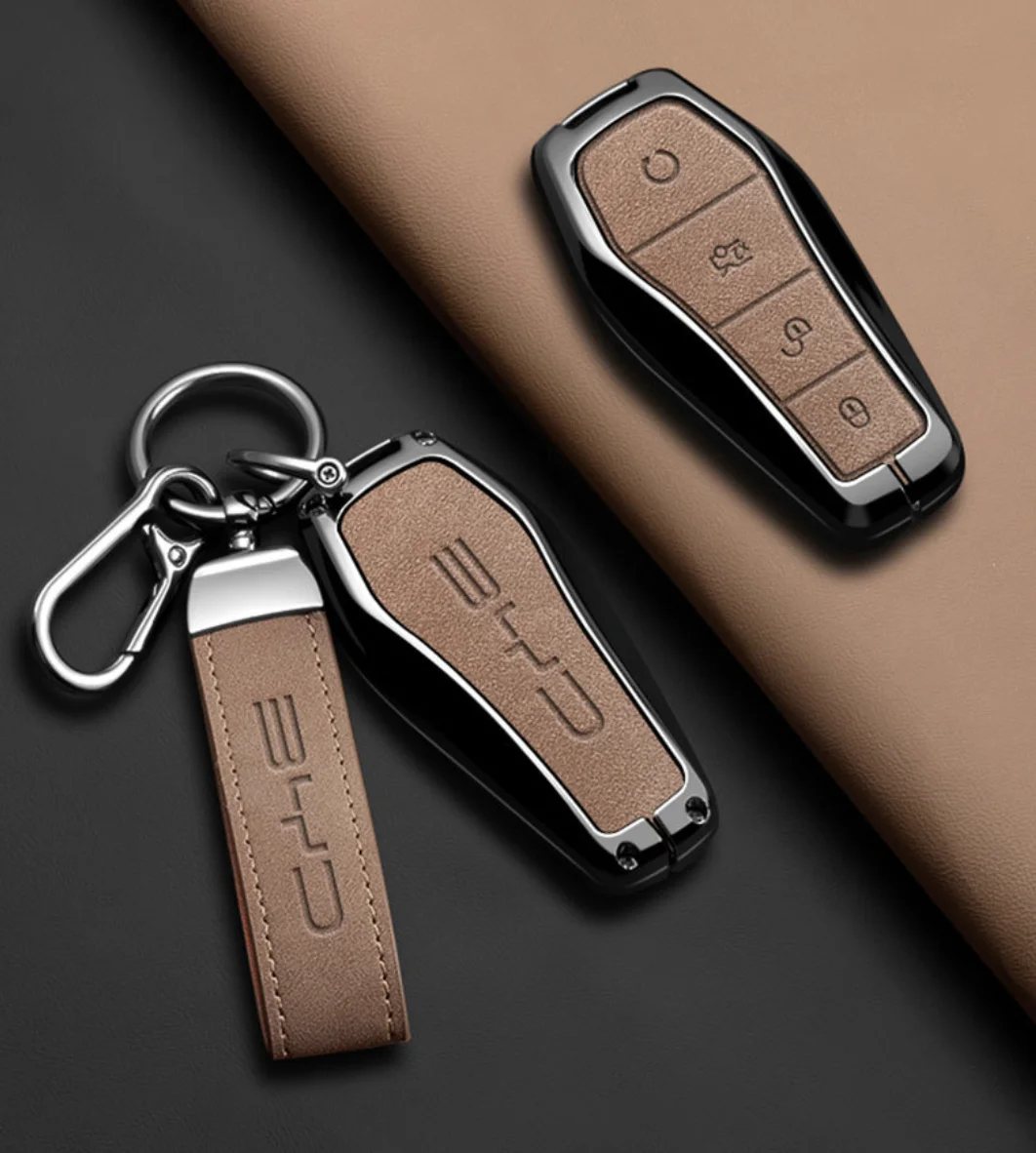 حافظة مفاتيح جلدية من سبائك الزنك للسيارة حامل لسيارة BYD Song Pro Tang Dm QIn PLUS MAX Yuan Atto 3 Han EV دولفين مفتاح السيارة الواقي #6