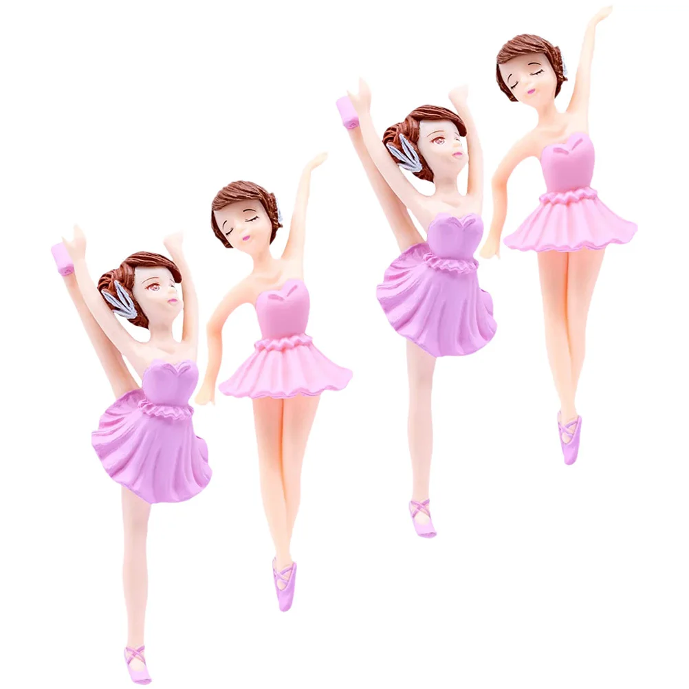 

4Pcs Dancing Cake Decor Indoor Spaces Car Dashboard Ornament Baking Ballerina Cupcake Topper Cake Decoration