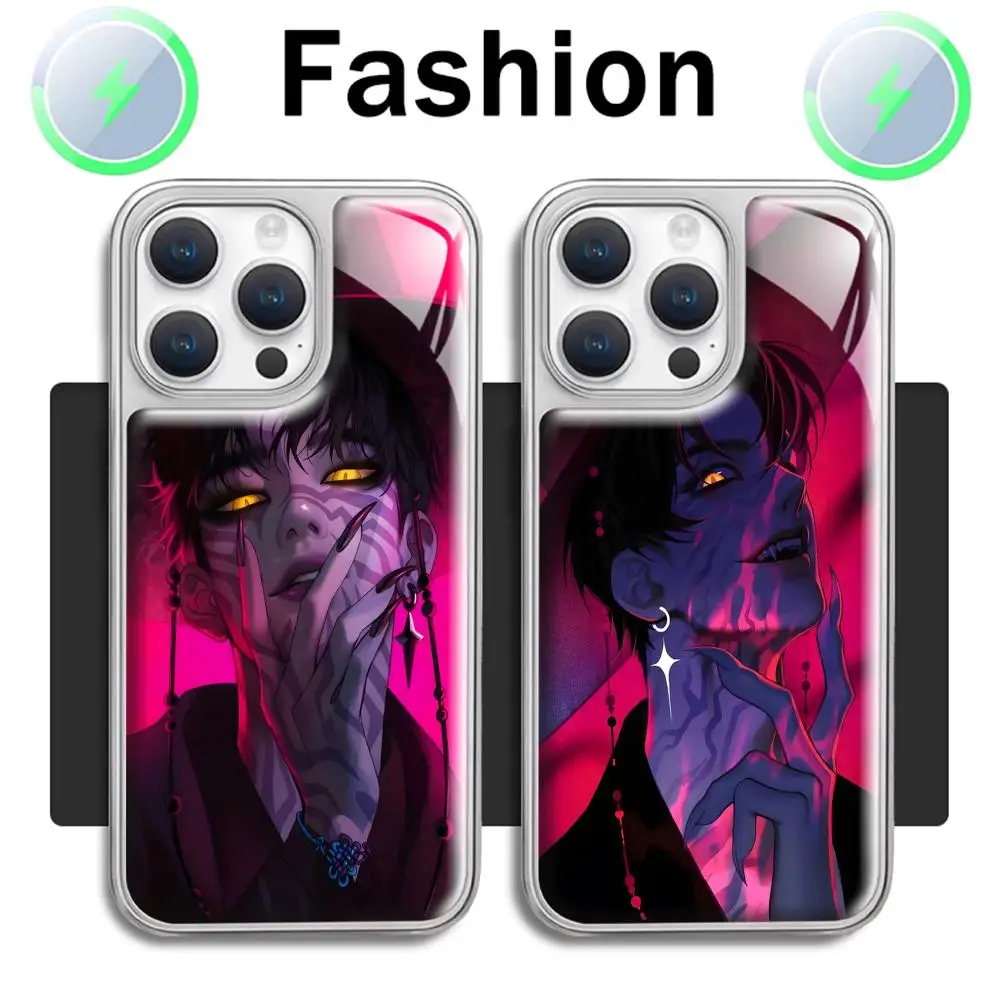 Чехол для телефона KPop Demon Hunters, посеребренный магнитный фарфоровый чехол с кристаллами для iPhone 16, 15, 14, 13, 12, 11 Pro Max Plus MINI