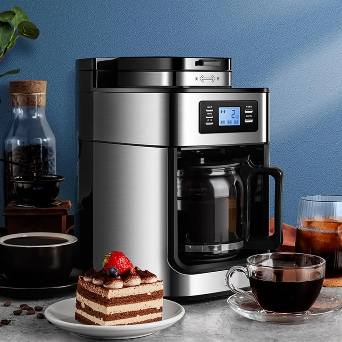 Macchina da cucina con latte automatico a goccia Macchina per caffè espresso professionale elettrica in acciaio inossidabile