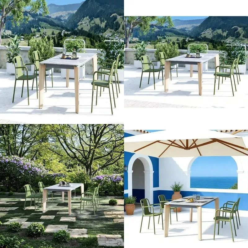 Durable Aluminum Alloy Outdoor Dining Table and Chair Set Modern Leisure Furniture for Villa Hotel Courtyard Garden