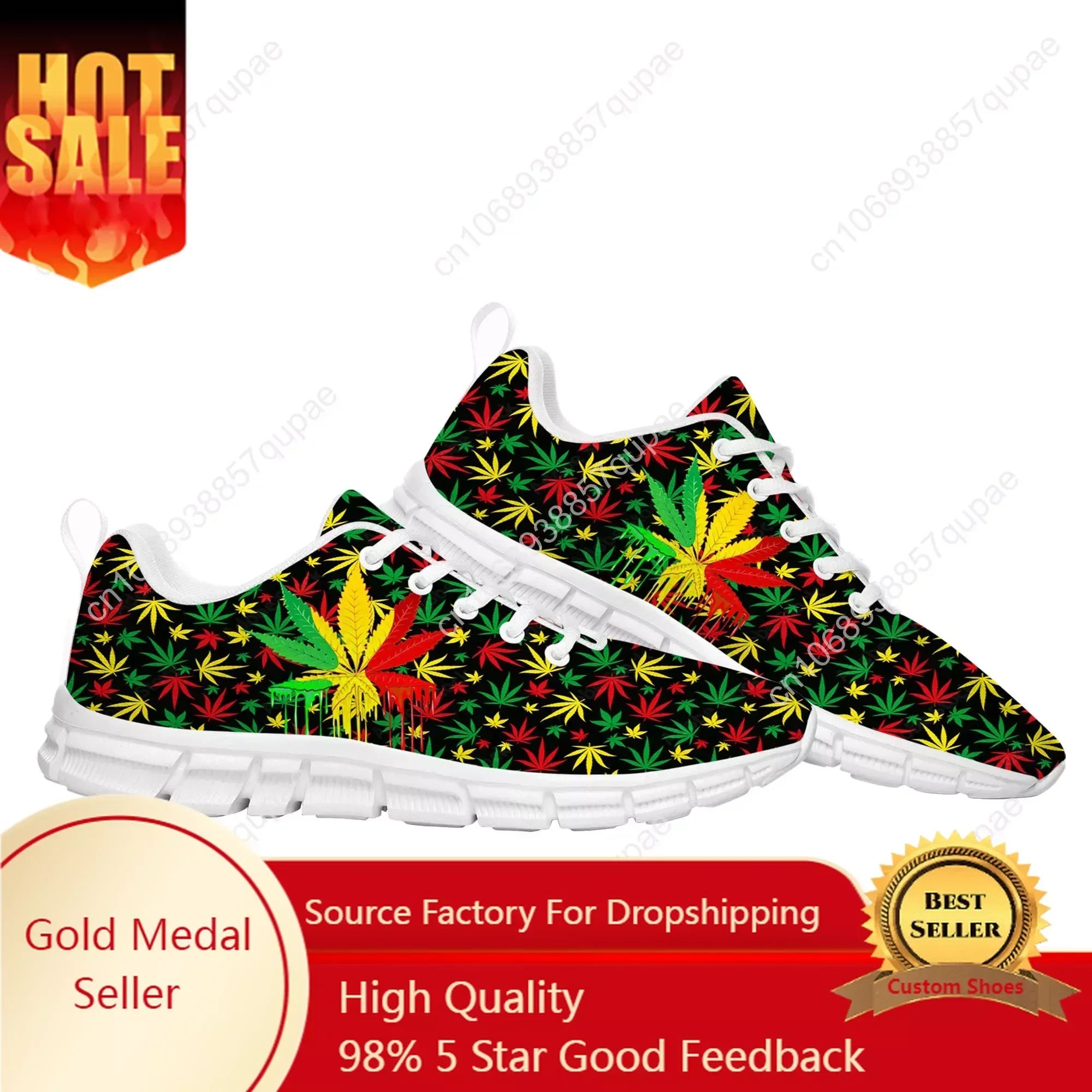 

Leaf Weed Rasta Marijuana Red Yellow Green Art Sports Shoes Mens Womens Kids Sneakers Casual Custom High Quality Couple Shoes