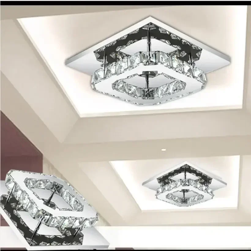 

Modern Crystal Chandelier High-Power 12W LED Lighting for Living Room Bedroom - Luxury Droplight Lamp with Elements