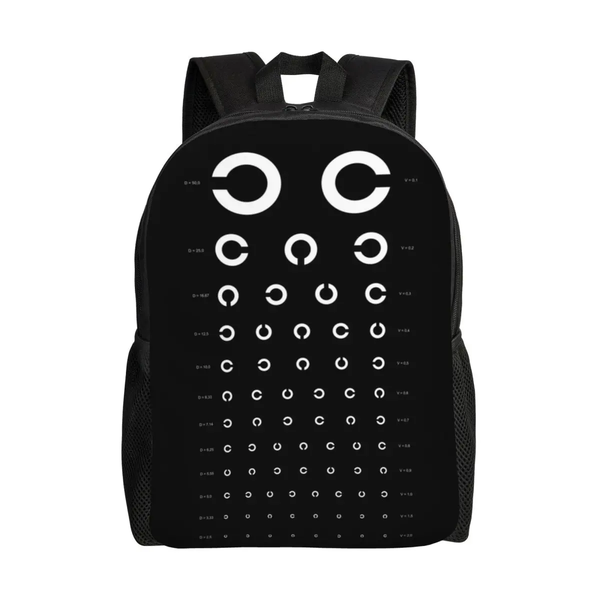 Mochila Oftalmologista Impermeável, School College Eye Exam Chart Bag, Print Bookbag para Homens e Mulheres