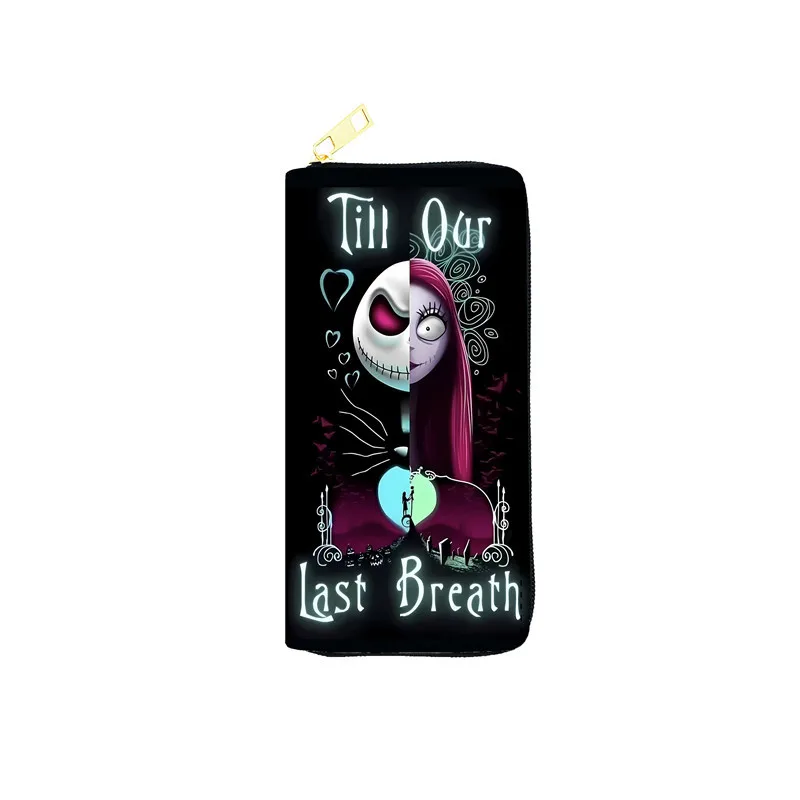 New Disney Cartoon Nightmare Before Christmas PU Zipper Wallet Jack Skellington Money Bag Card Holder Women Surprise Gifts