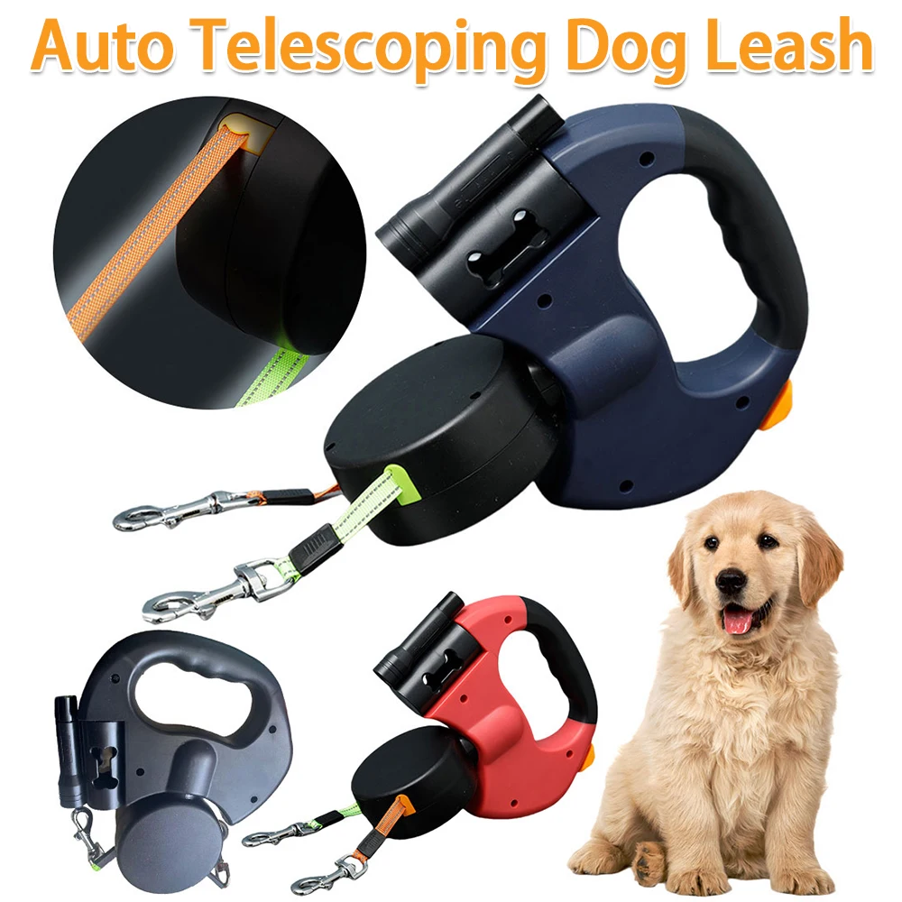 

Double Headed Dog Leash Traction Rope 360 Degree Swivel Dog Walking Leash with LED Light Dual Pet Leash Pet Supplies