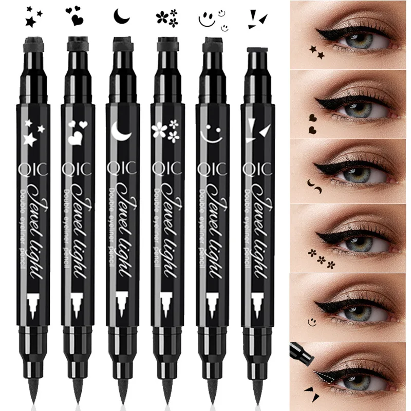 

Pattern embellishment seal eyeliner waterproof quick-drying non-smudging double-head Stamp eyeliner Make up