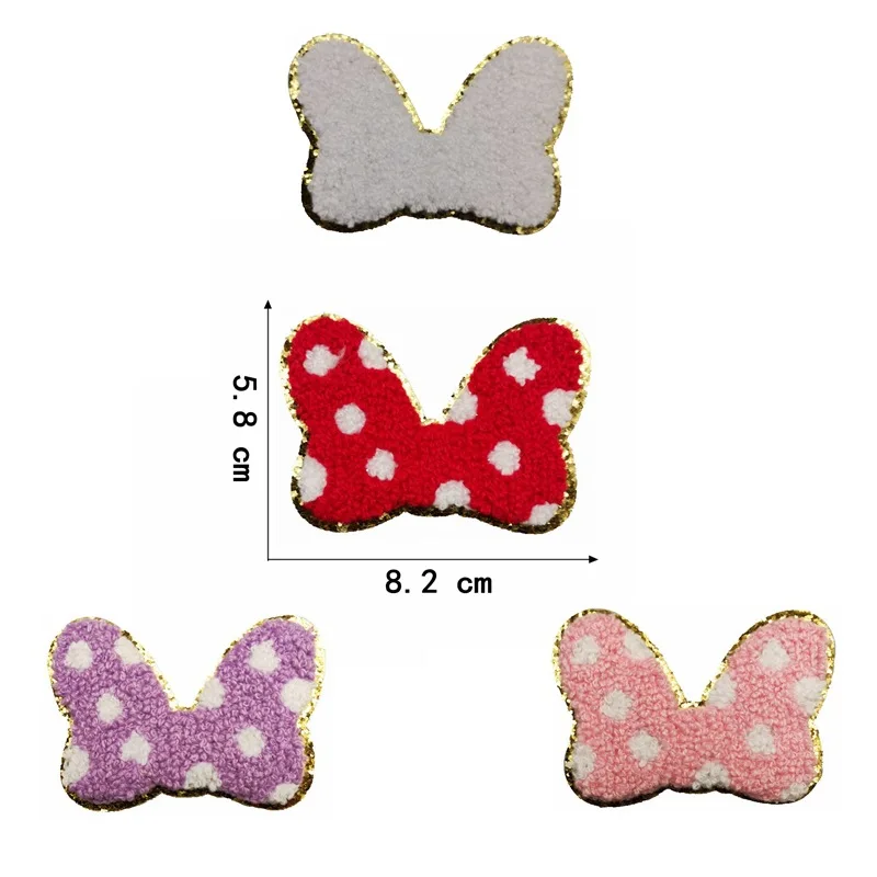 Embroidery Patches Sticker Star Bow Castle Gold Onion Powder Towel Embroidered Chenille Embroidery Patches for Clothing Bag