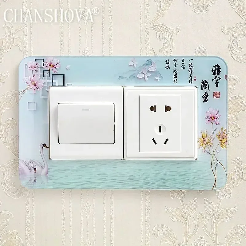 Double-connected Acrylic Socket Switch Sticker, Wall Stickers, Home Decor, Living Room Decoration, Light Switch Cover Plate