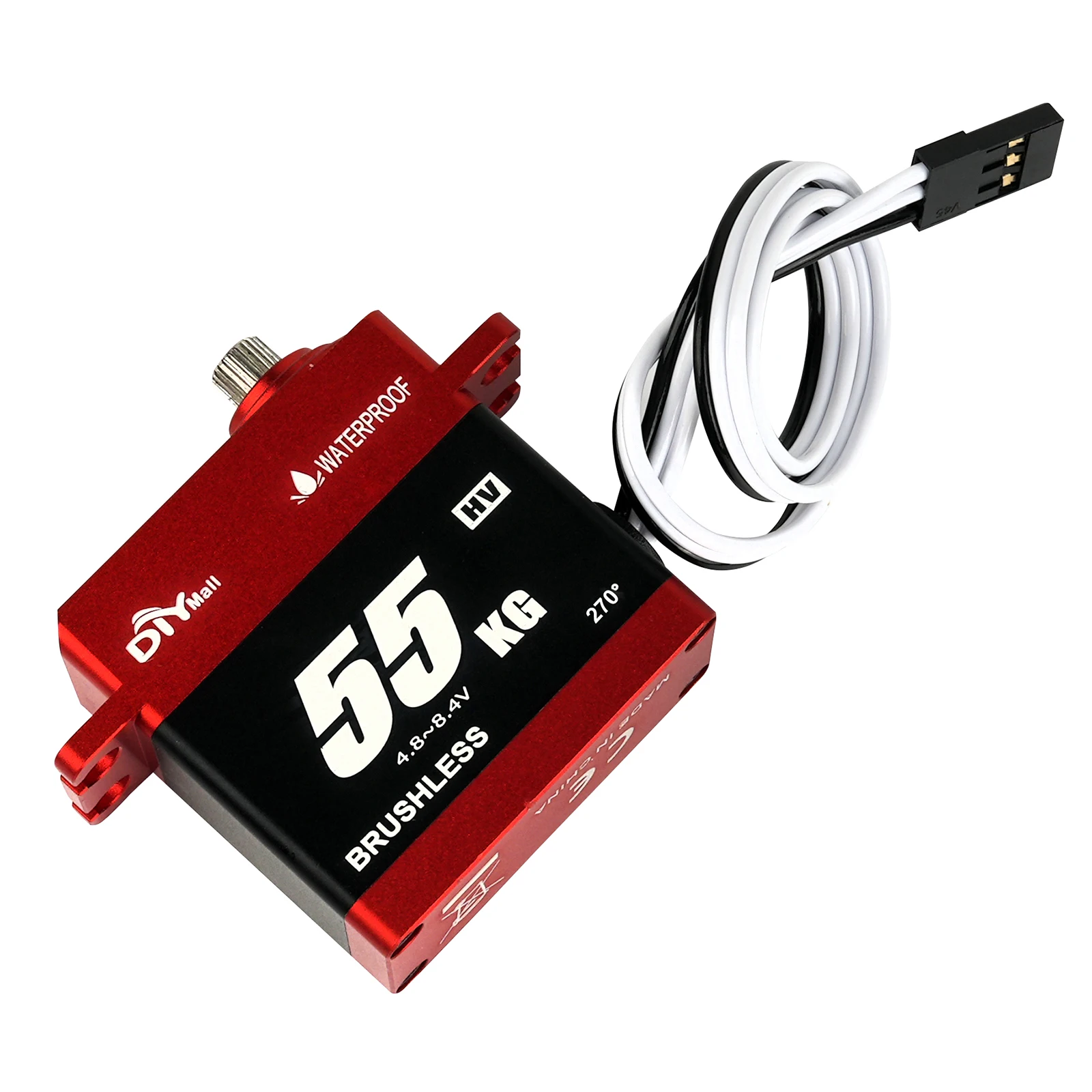 BLS-HV55MG 55KG Brushless Digital Servo Metal Gear High Torque 180/270/360 Degree Waterproof IP67 for 1/10 RC Car Truck Robot