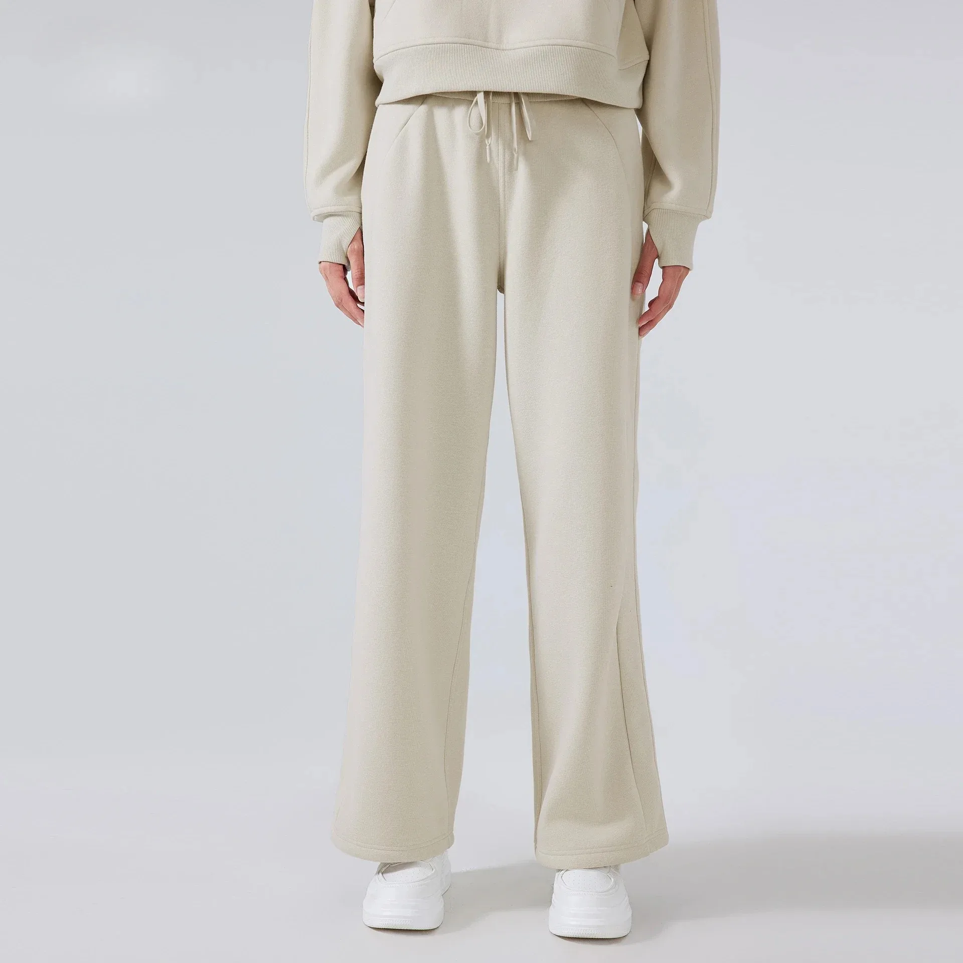 

Lemon Winter Fleece Warm Fitness Sweatpants Women Commuter Versatile Straight Loose Casual Trousers Fashion Citywalk Pants