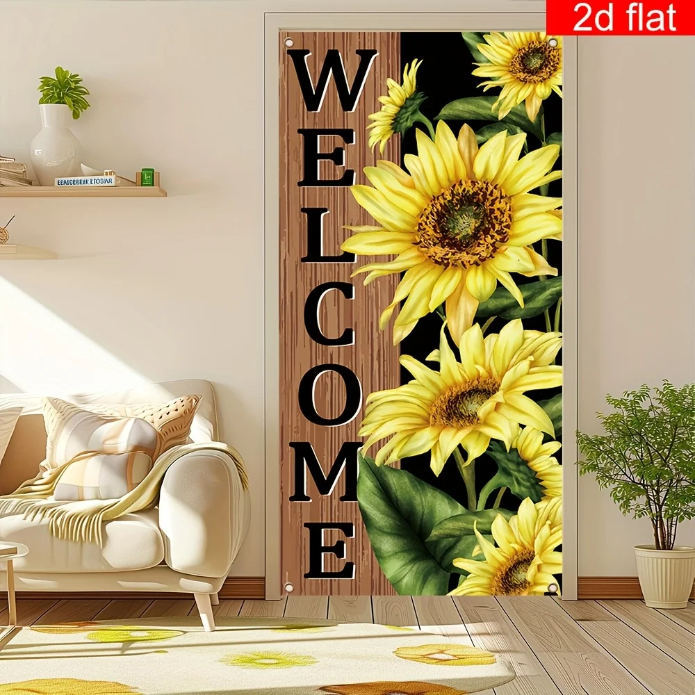 1pc Door Banner Featuring Cheerful Sunflower Design for Welcoming Summer Durable Polyester Door Cover for Outdoor Decor Curtain view 4