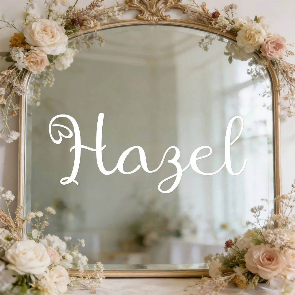 1pc Custom Heart Cursive Name Wall Decal, Self‑Adhesive Removable Sticker for Kids Bedroom Mirror Home Interior Decoration - view 6