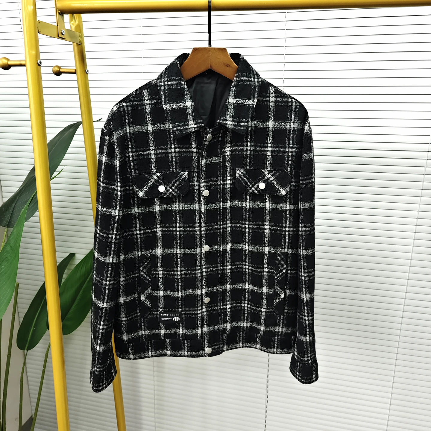 الرجال منقوشة Jaet الخريف جديد Sle Faionable عارضة irt الوقوف صالح خمر التطريز البوليستر القطن مزيج سستة Cl...