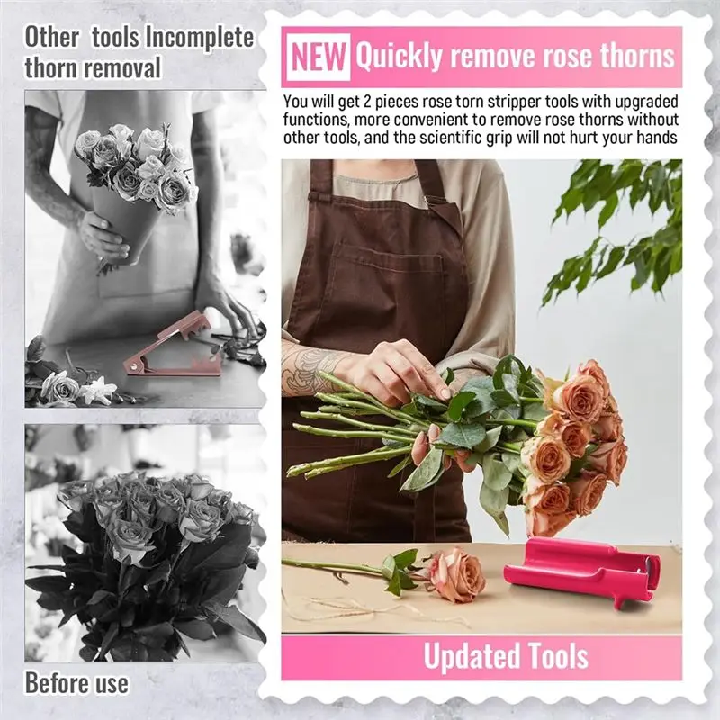 AB08-2 Pcs Rose Stripper Thorn Remover Rose Thorn Stripper Tool For Remove Leafs Home Florist Gardening Floral Arrangements