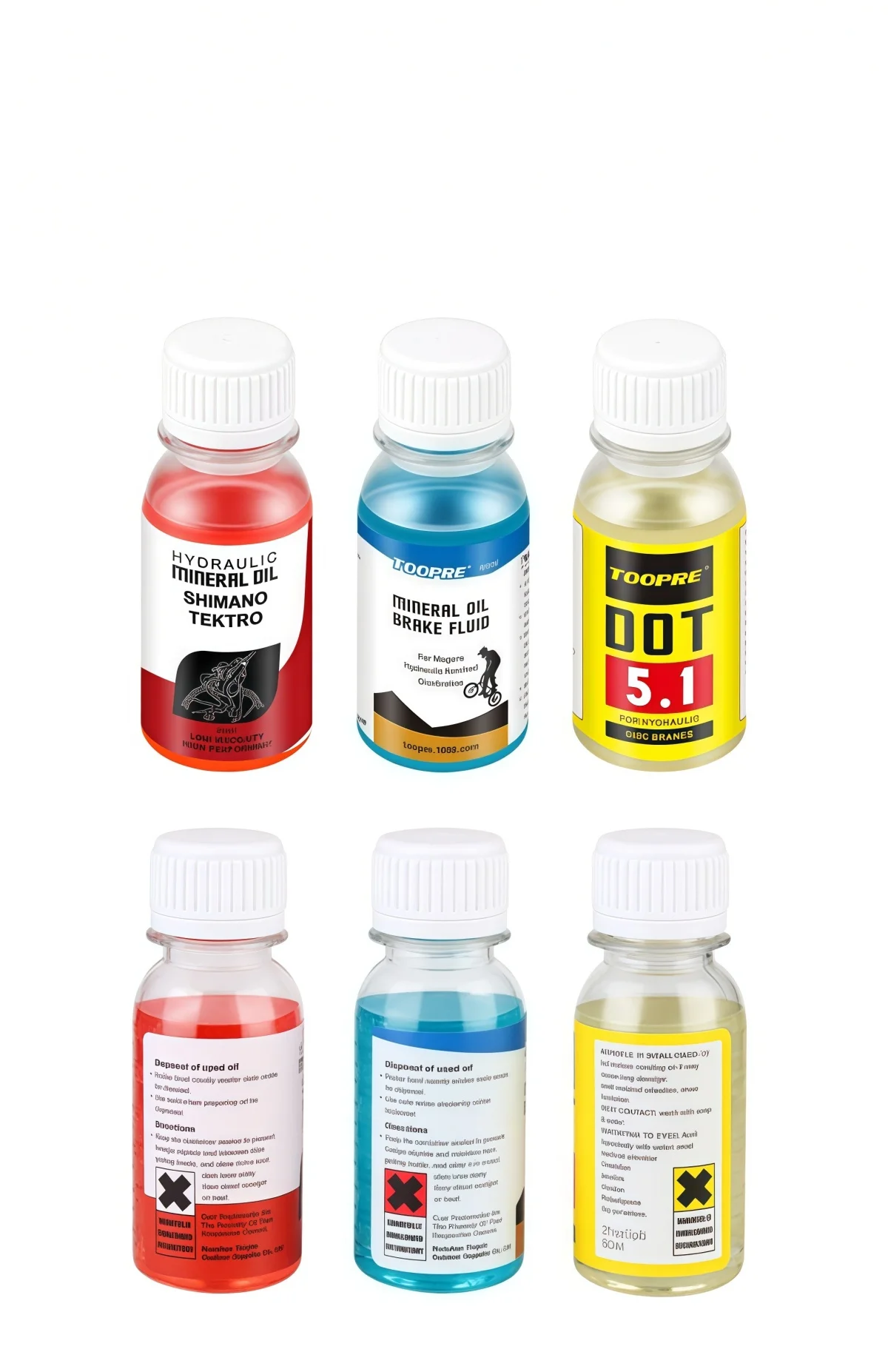 TOOPRE 60 ml Fahrrad-Hydraulikbremsflüssigkeit – Mineralöl & DOT 4/5.1 3 Formeln für SHIMANO/TEKTRO/SRAM/MAGURA, vorgemessene Flasche – Detail 5