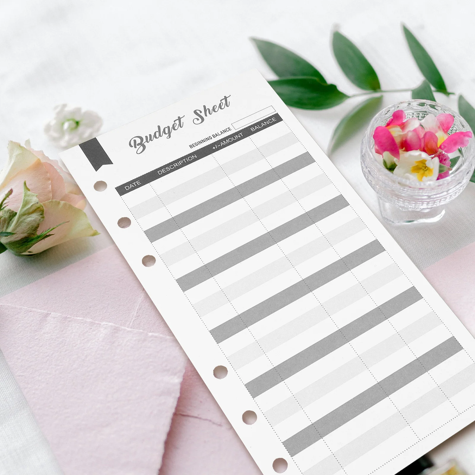 60개 예산 카드 실용적인 휴대용 종이 예산 시트 가정용 지출 플래너 인서트 플래너 인서트