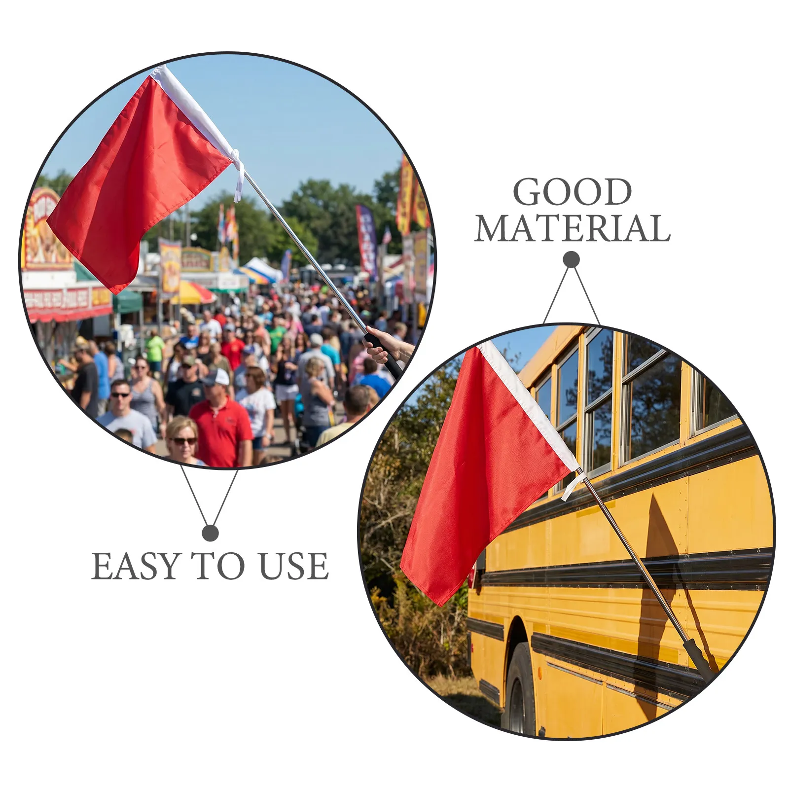 2Sets Collapsible Telescoping Handheld Guide Flags Adjustable Red Flags Stainless Steel Flagpoles for School Outings Portable