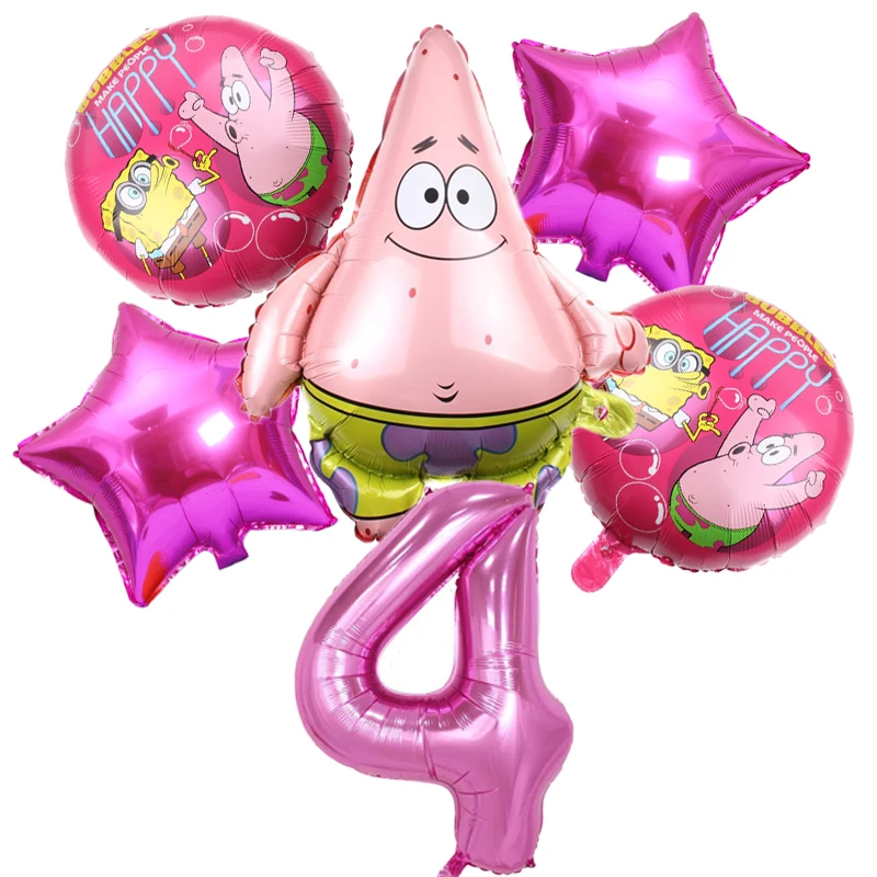 6Pcs SpongeBob SquarePants Patrick Star Balloon set Birthday Party Balloons Helium Ballons Boy Girl Baby Shower Party Supplies