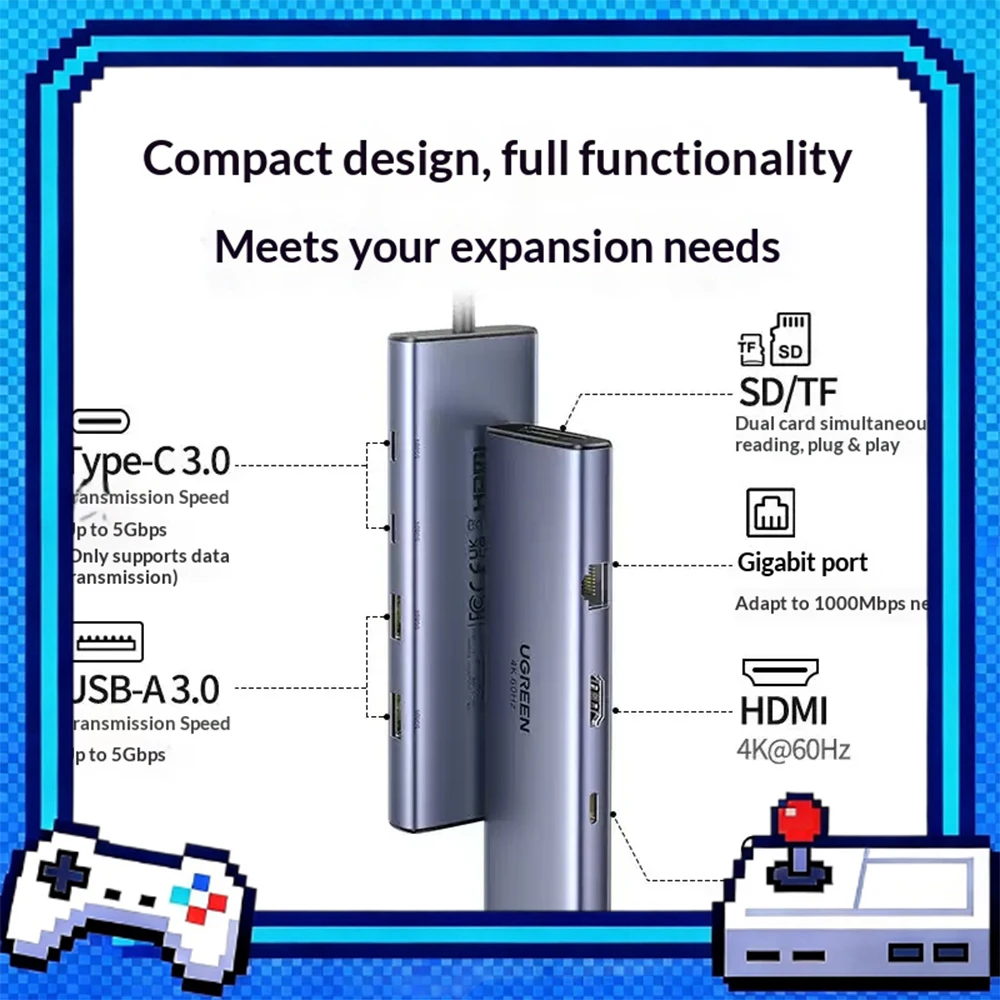 UGREEN CM498 Expansion Dock Laptop Docking Stations 4K60Hz Ultra‑High Definition Pd Fast Charging, 5Gbps High‑Speed Transmission