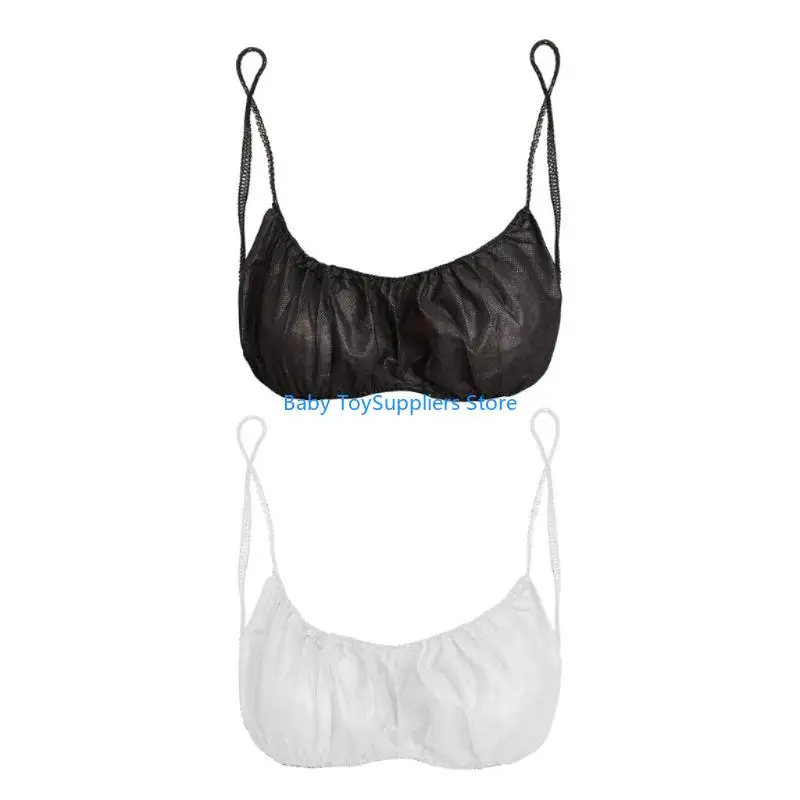 R1WF 50Pcs Women Disposable Bras Elastic Strap Spa Top Underwear Non-woven Brassieres