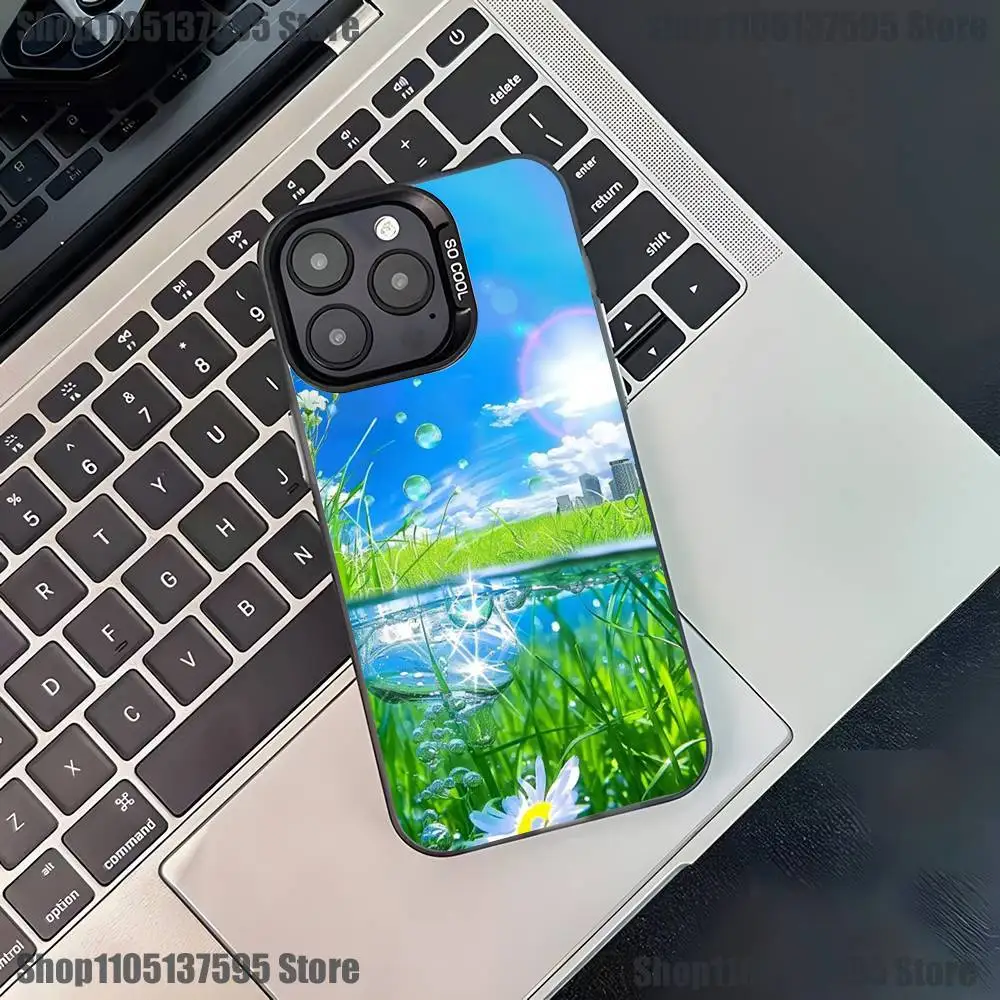 Funda de teléfono Frutiger Aero para iPhone 17,16,15,14,13,12,11,Pro,XS,Max,Plus,Mini,SE4,E, funda negra mate a prueba de golpes