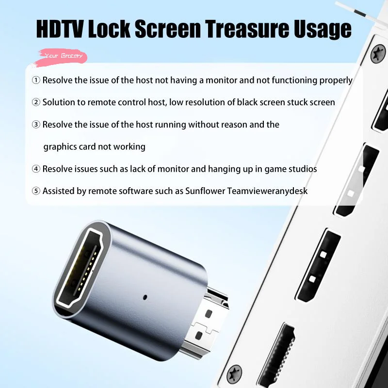 Y-4k@60Hz -compatible Male To Female HDR Virtual Monitor EDID Emulator For PC HDTV Laptop Projector Adapter
