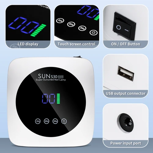 Imagen 2 del producto Lámpara de uñas recargable de 57 LED, secador de uñas LED UV profesional para un curado rápido, herramientas de salón de secado de uñas de esmalte de uñas de Gel UV