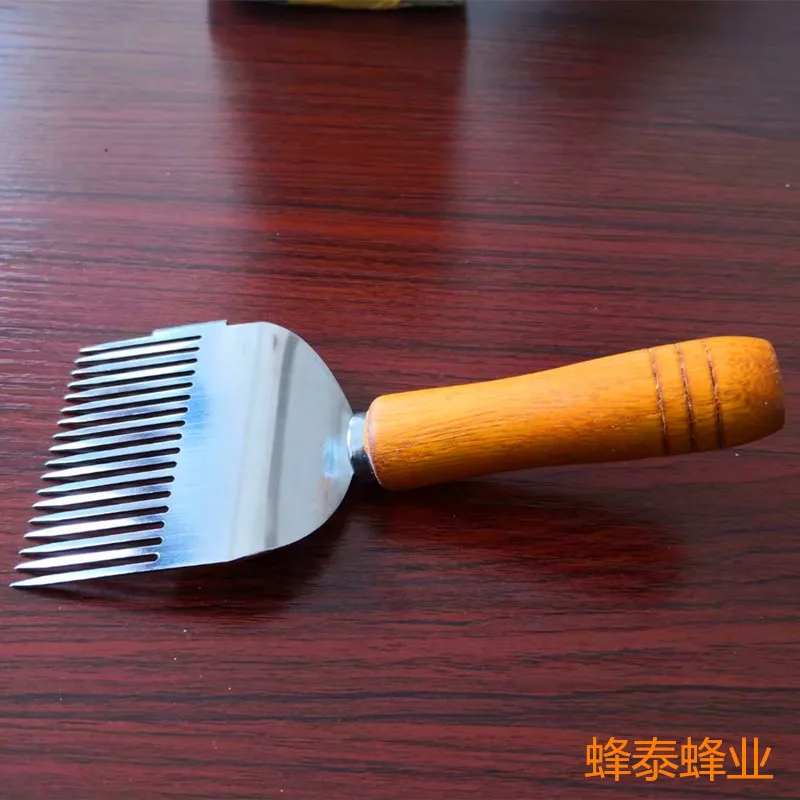 5PCS Needle Honey Cutter Wax Scraper Scraping Lid with Wax Cover Comb Honey Shovel Honey Dredging Rake New Wood Handle  Shovel