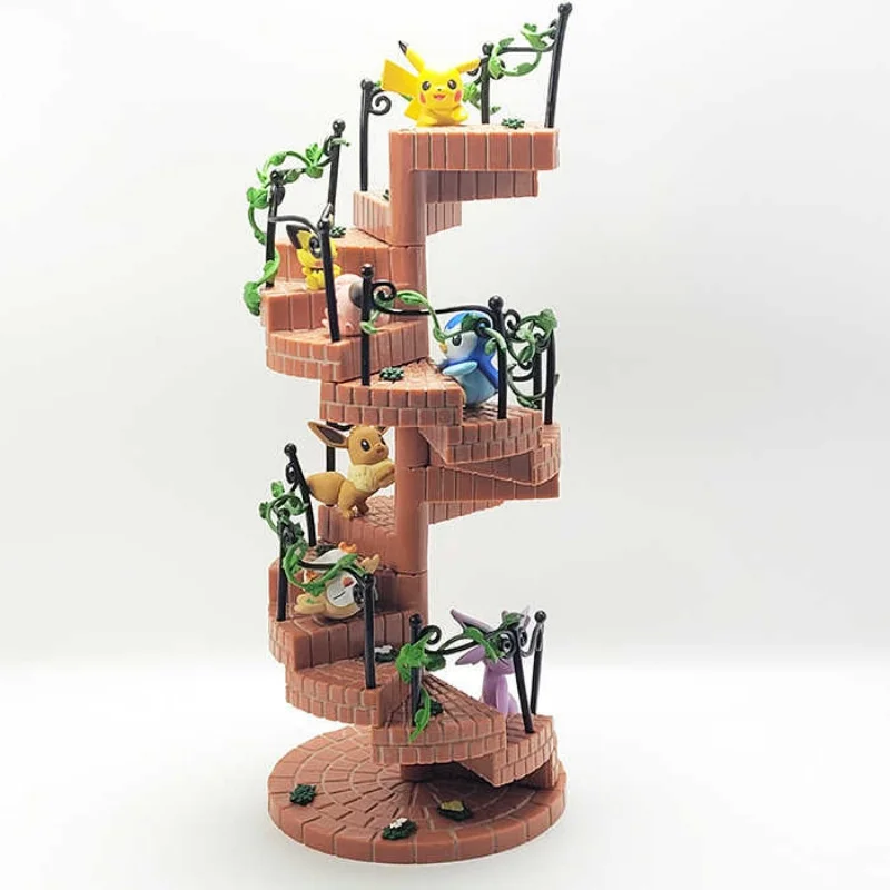 Pokemon Re-ment Japanese Version Rotating Staircase Second Wave Collectible Toy Pikachu Blind Box Display Item Action Figure