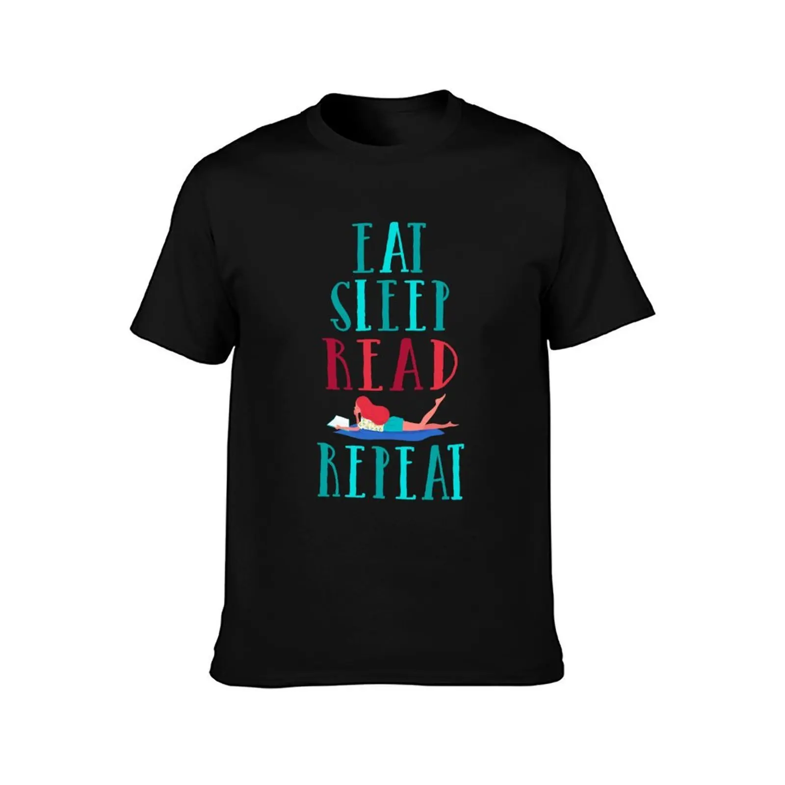 Eat Sleep Read Repeat - Funny Reading For Readers T-Shirt, Summer Casual Cotton Tee, Oversized Streetwear Tops, Unisex Men Women