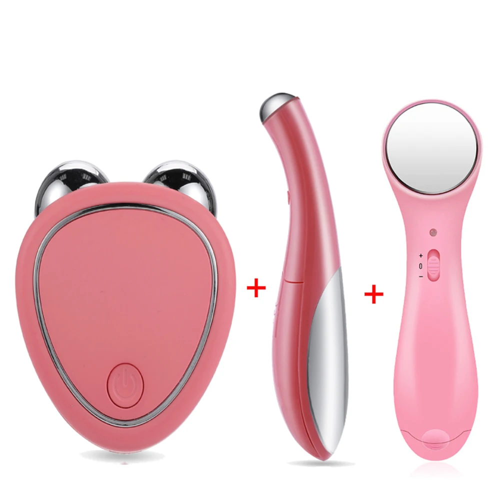 Face Lifting Microcurrent Facial Roller Massager Skin Tightening Rejuvenation Face Slimming Anti Wrinkle Eye Beauty Device