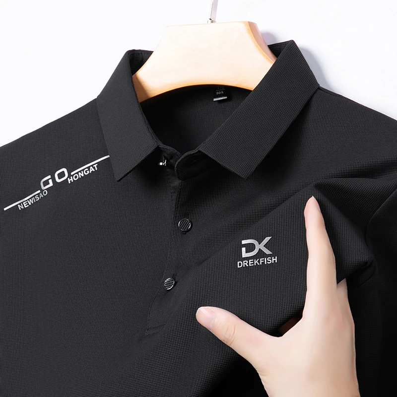 New Designer Brand 2024 Autumn Men's Letter Printed Long Sleeved Polo Shirt Business Casual Wrinkle Resistant Free Lapel T-Shirt