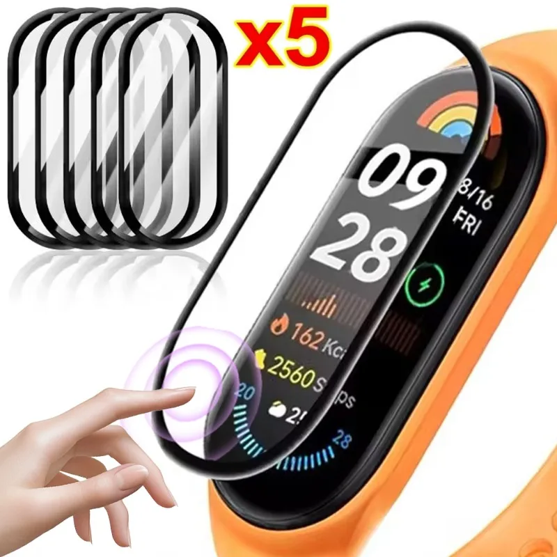 Film souple transparent anti-rayures à couverture complète incurvée 9D, protecteur d'écran Smartband, Xiaomi Mi Band 9 Active ata eld9 9Pro, 5 pièces, 1 pièce