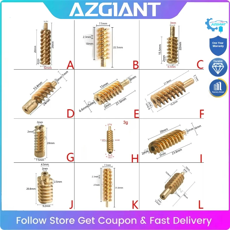

AZGIANT Multiple Sizes Universal Brass Worm Gear for Motor Gear Mechanical Transmission DIY Projects Industrial Equipment