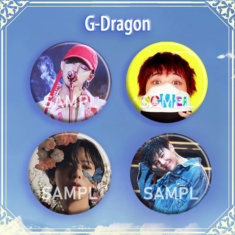 GD G-Dragon star surrounding pop Star Love Bean aid Laser tinplate badge bag pendant decoration