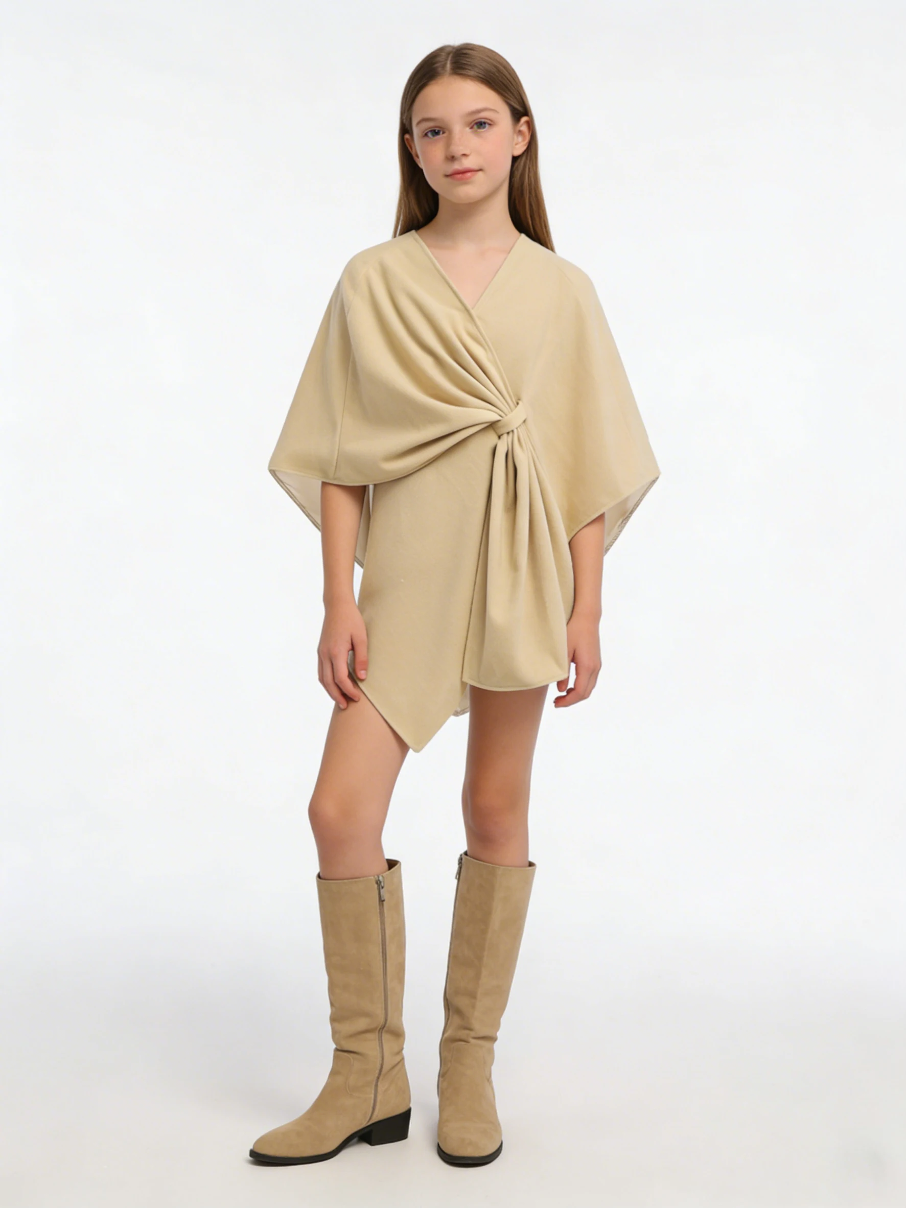 

Элегантная накидка-шаль для девочек, мягкий свитер-пончо с открытым передом для весны, осени и зимы