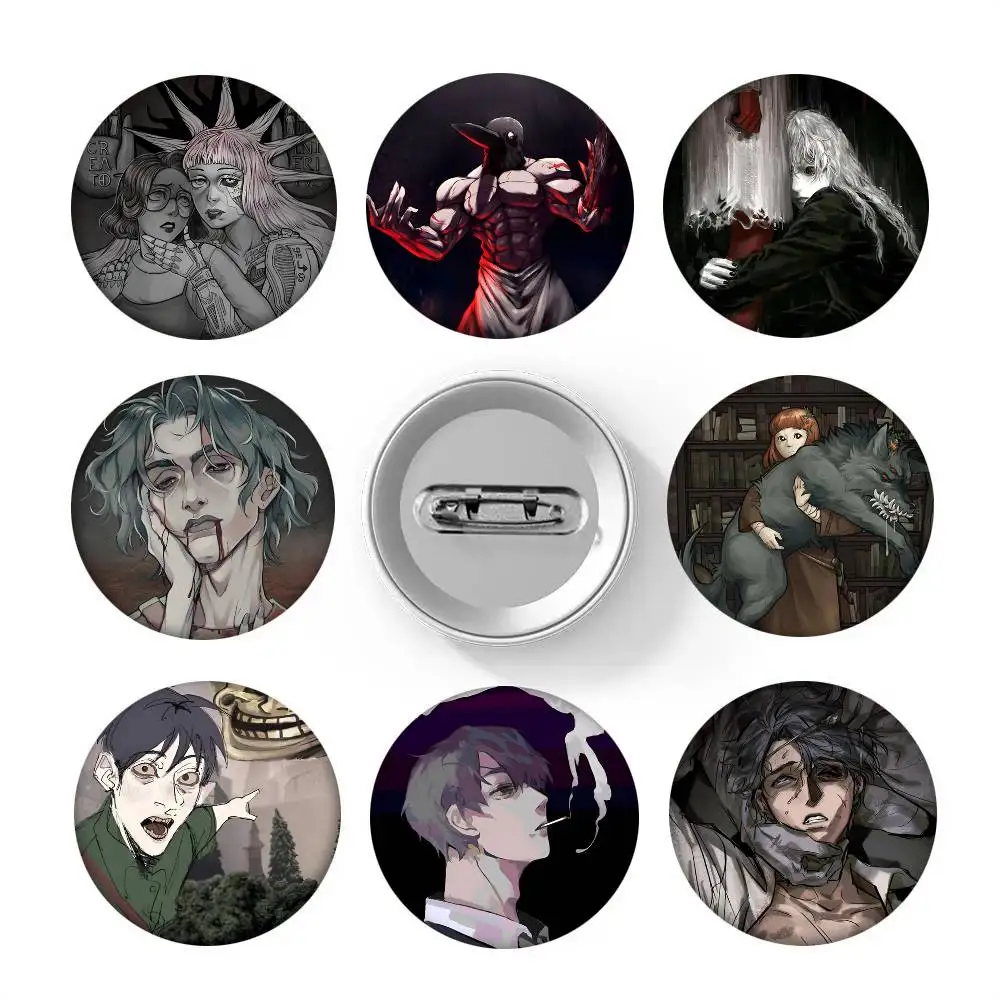 Pin de solapa creativo con diseño de miedo y hambre, accesorio para ropa y mochila