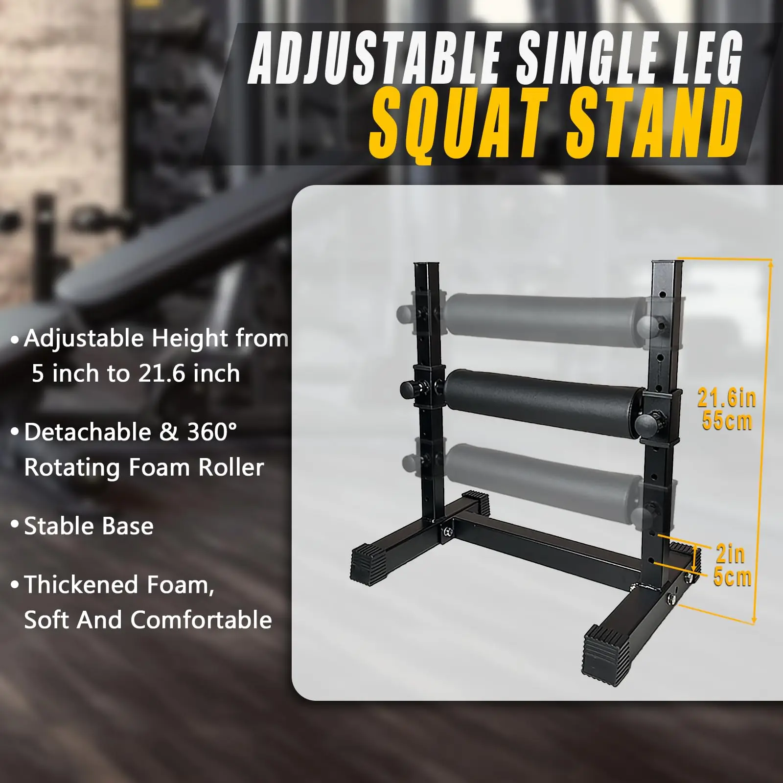 Adjustable Single Leg Squat Stand - Professional Split Squat Trainer for Home Gym, Leg Strength, Balance & Compression Training
