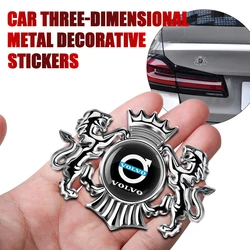 Fashion 3D Metal Lion Crown Gold Silver Side Emblem Decoration Badge Car Sticker For Volvo XC60 V40 S60 V50 V60 C30 S40 XC40 S80